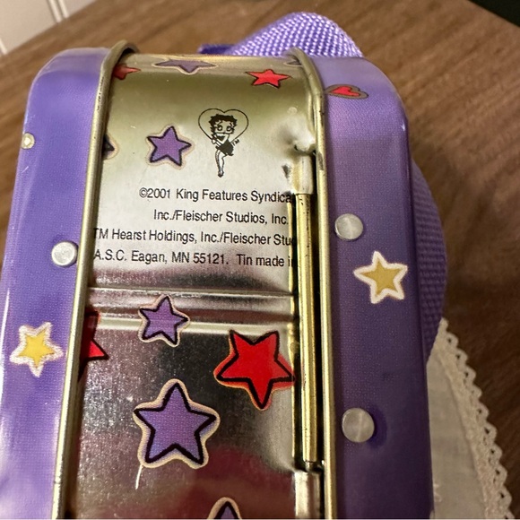 2001 Betty Boop Tin Lunch Box Purse Purple & Yellow Moon - King Features Synd. - Picture 7 of 12